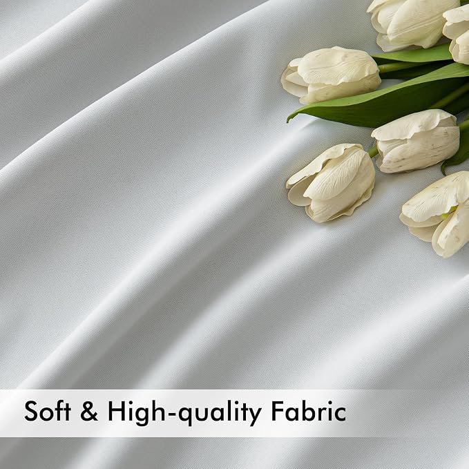 MIULEE Greyish White Back Tab Blackout Curtains 52x102 Inch Long 2 Panels | Rod - Image 6