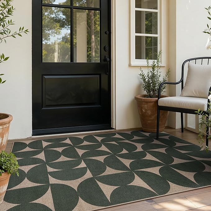 Lahome Green Easy Jute Front Porch Rug, 3x5 Semi Circle Outdoor Rug | Non Slip by Lahome