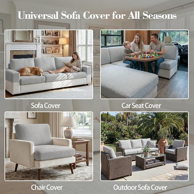 OHSIO Couch Cushion Covers for Sectional Sofa, Stretch Soft Sofa Slipcovers - Image 8
