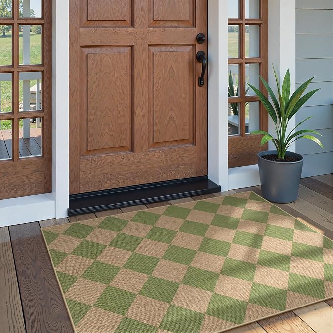Lahome Checkered Easy Jute 3x5 Outdoor Rug, Washable Rugs - Image 6