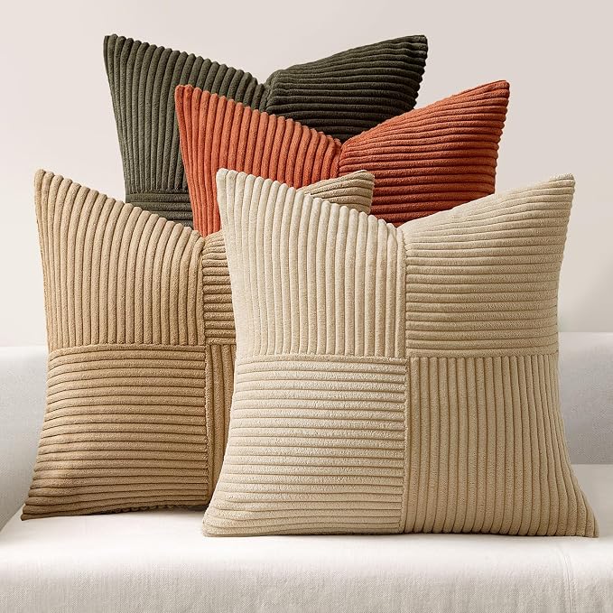 MIULEE Rust-Olive Green Decorative Throw Pillow Covers 20x20 Inch Set of 4 Boho by MIULEE