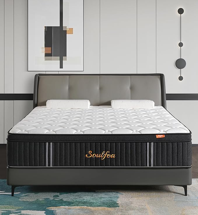 Queen Mattress,12 Inch Queen Size Mattresses Memory Foam Hybrid Black Mattress in a Box,with Provide Support and Improve Sleep Mattresses,Medium Firm,CertiPUR-US.