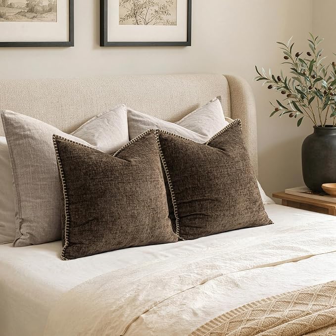 MIULEE Decorative Couch Throw Pillow Covers 16x16 Inch Brown 2 Pack | Farmhouse - Image 6