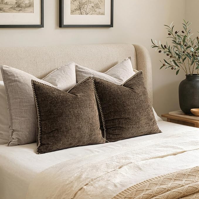 MIULEE Decorative Couch Throw Pillow Covers 20x20 Inch Brown 2 Pack | Farmhouse - Image 6