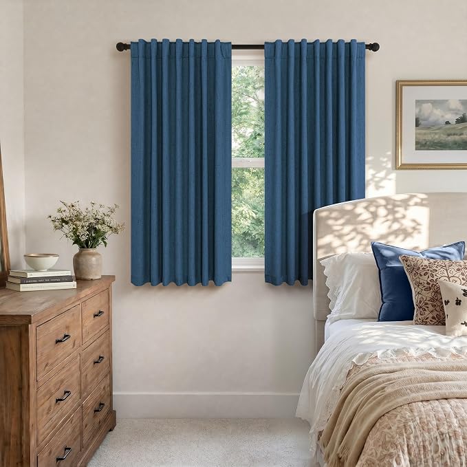 Navy Blue Small Blackout Curtains - Image 3