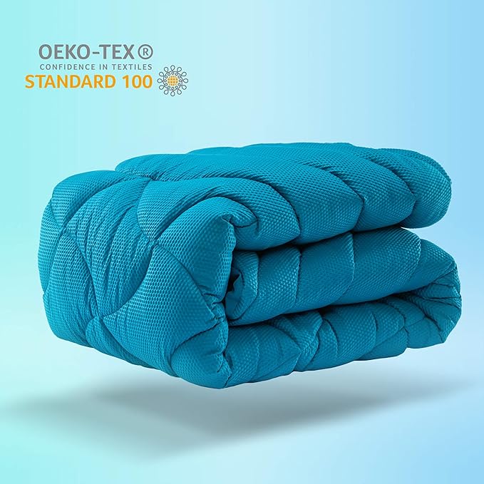SLEEP ZONE King Size Cooling Mattress Pad, Premium Zoned Quilted Fitted Mattress Topper, Elastic Mattress Protector Cover, Machine Wash Durable, Deep Pocket 8-21 inch, Teal, King