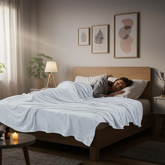 Utopia Bedding Soft Fleece Bed Blanket Queen Size Light Grey | Microfiber Plush - Image 7