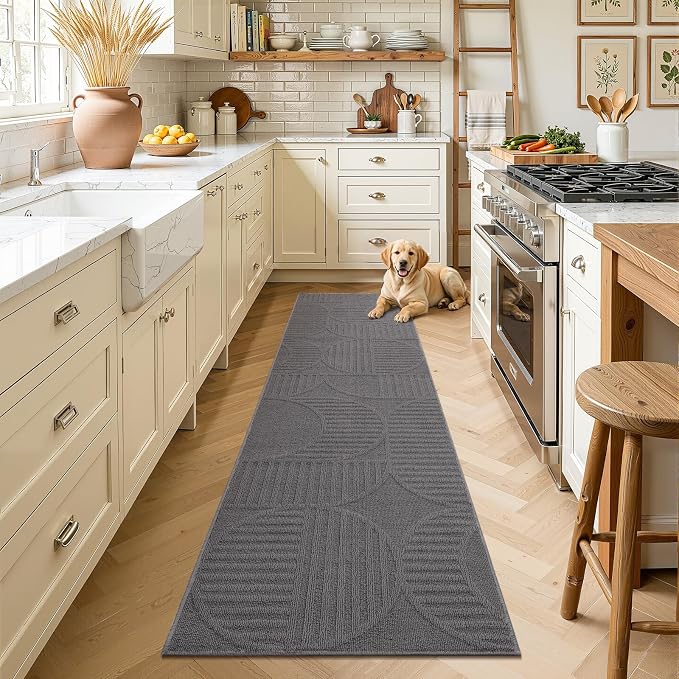 Findosom Washable Runner Rug 2x8, Geometric High-Low Textured Non Slip Hallway - Image 4