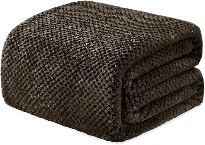 Exclusivo Mezcla Soft Waffle Fleece Bed Blanket Queen Size, Coffee | by ExclusivoMezcla