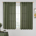 Olive Green Light Filtering Linen Curtains 54 inches Long by LAMIT