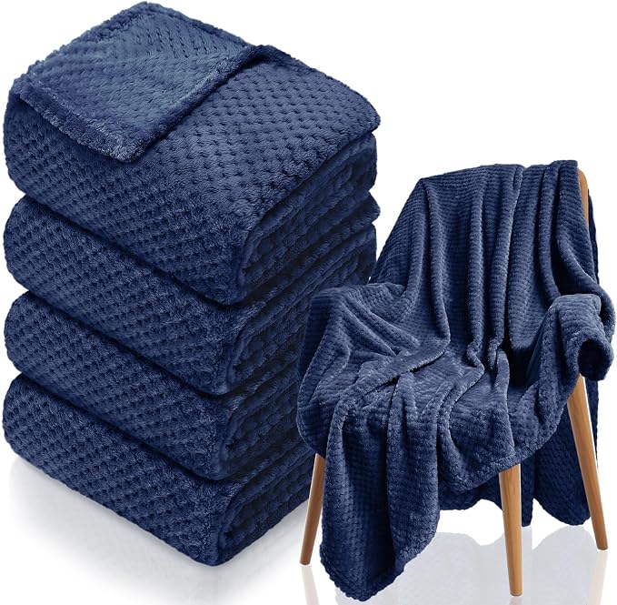 4 Pack Fleece Throw Blankets 50x60 Inches by Tewloss