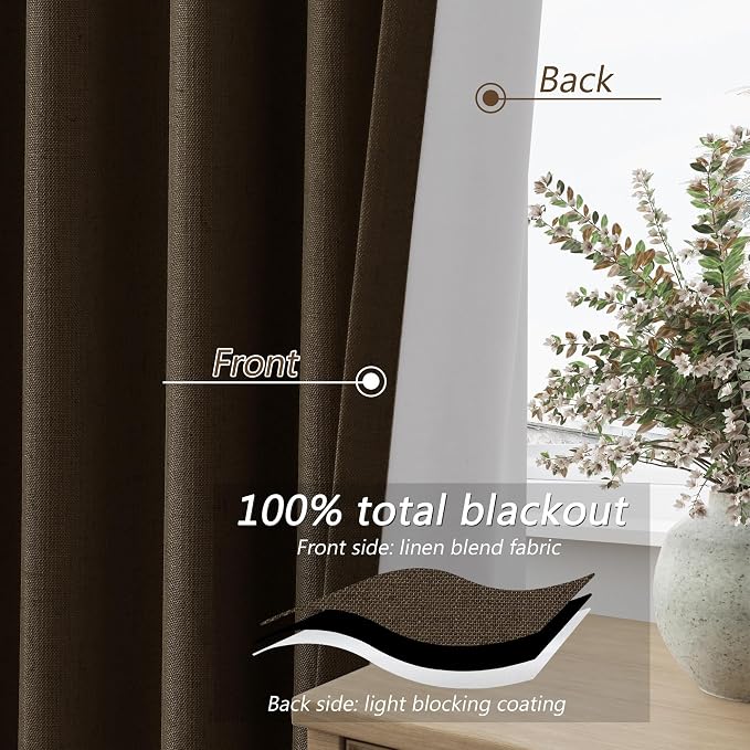100% Blackout Curtains 120 Inch Length 2 Panels Set - Image 4