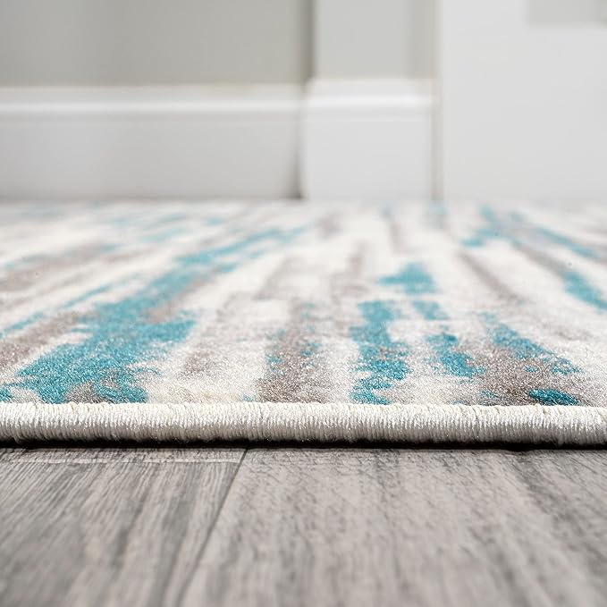 JONATHAN Y Speer Abstract Linear Stripe Gray/Blue Runner Rug, 2x8, Contemporary, Rustic, Easy-Cleaning for Living Room, Bedroom, Kitchen, Pet Friendly, Non-Shedding (LUX106A-28)