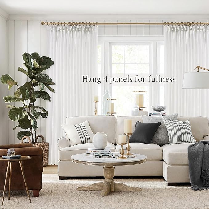 Topfinel White Pinch Pleat Linen Curtains - Image 6