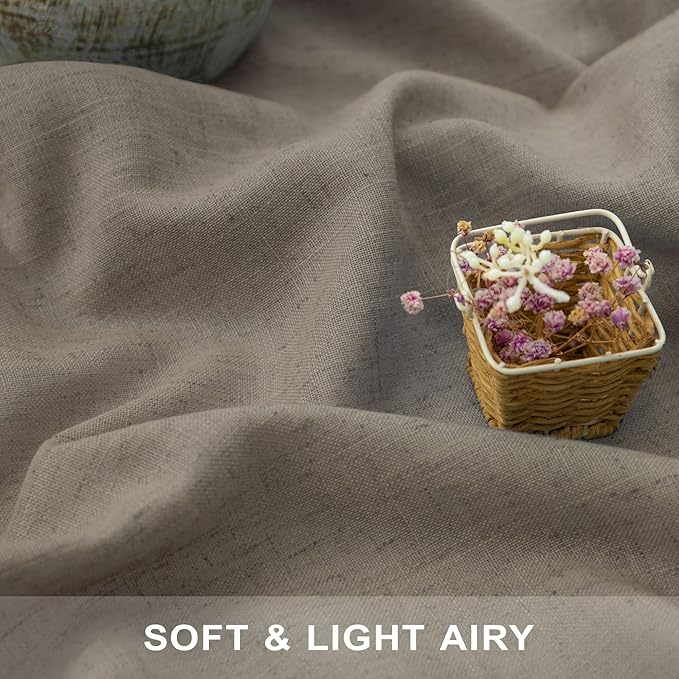 Extra Long Curtains 2 Panels Set Dark Taupe Linen Curtains 108 inches Long - Image 2