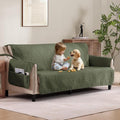 Quilted Olive Green Sofa Slipcovers by Pamhaven