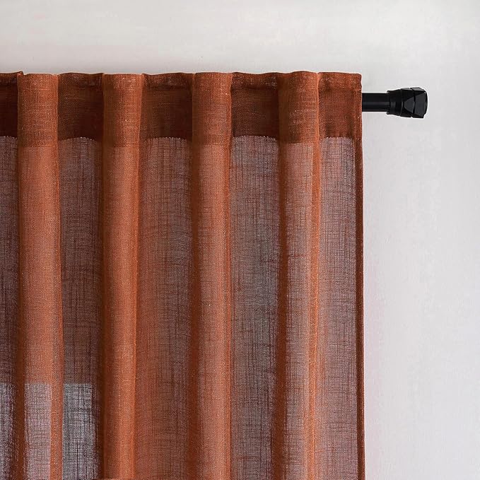 MIULEE Burnt Orange Fall Kitchen Curtain 36 Inch Length 2 Panels Farmhouse | - Image 6