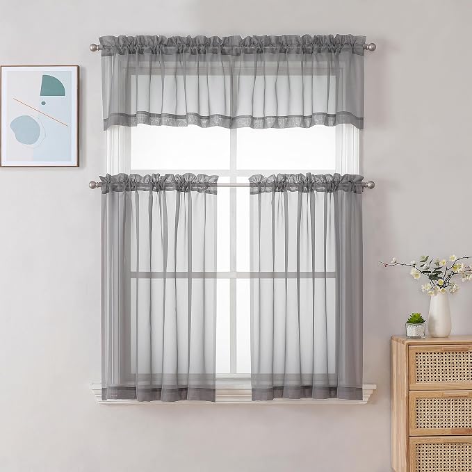 Chyhomenyc Charcoal Grey Sheer Valance - Image 2