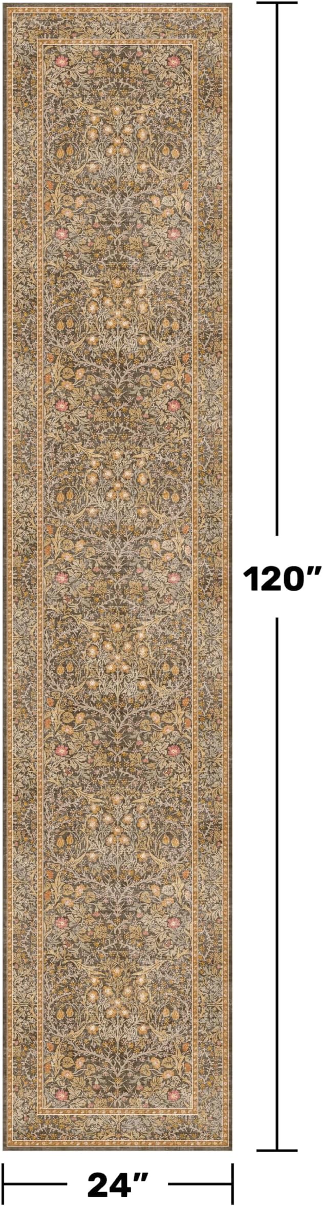Non Slip 2x10 Gold Brown Hallway Runner - 10ft Long Runner Rugs - Image 2