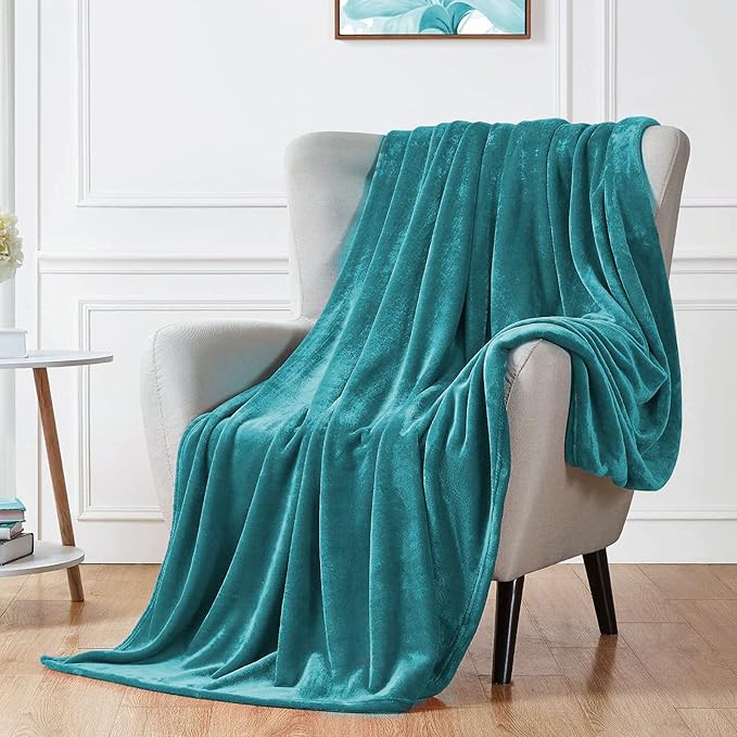 Walensee Fleece Blanket Plush Throw Fuzzy Lightweight (Twin Size 60x80 Teal) Super Soft Microfiber Flannel Blankets for Couch, Bed, Sofa Ultra Luxurious Warm and Cozy for All Seasons