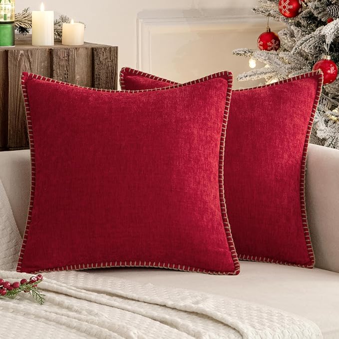 MIULEE Decorative Couch Throw Pillow Covers 20x20 Inch Red 2 Pack | Summer by MIULEE