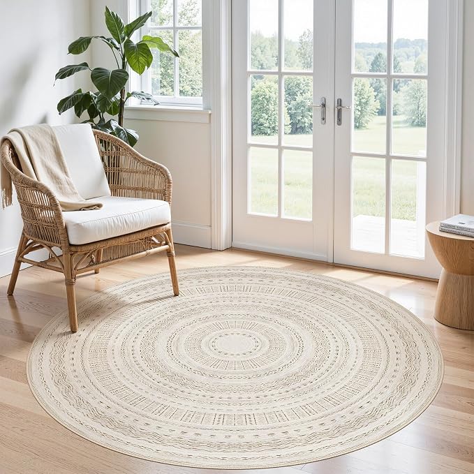 cotiled 5x5 Round Rug 5ft Circle Living Room Boho Area Rugs | Solve Modern by COTILED
