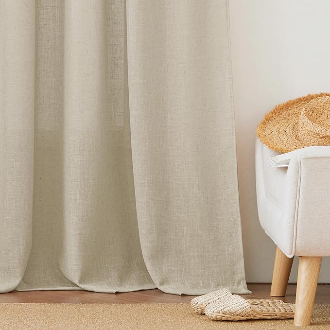 RYB HOME Farmhouse Boho Linen Sheer Curtains 90 inches Long - Image 6