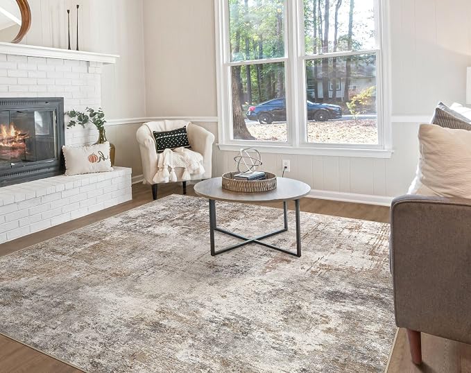 UERMEI Square Area Rugs : Washable 10x10 Neutral Modern Abstract Carpet - Image 10