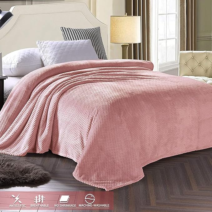 Exclusivo Mezcla Soft Waffle Fleece Bed Blanket Twin Size, Cozy Fluffy Design - Image 3