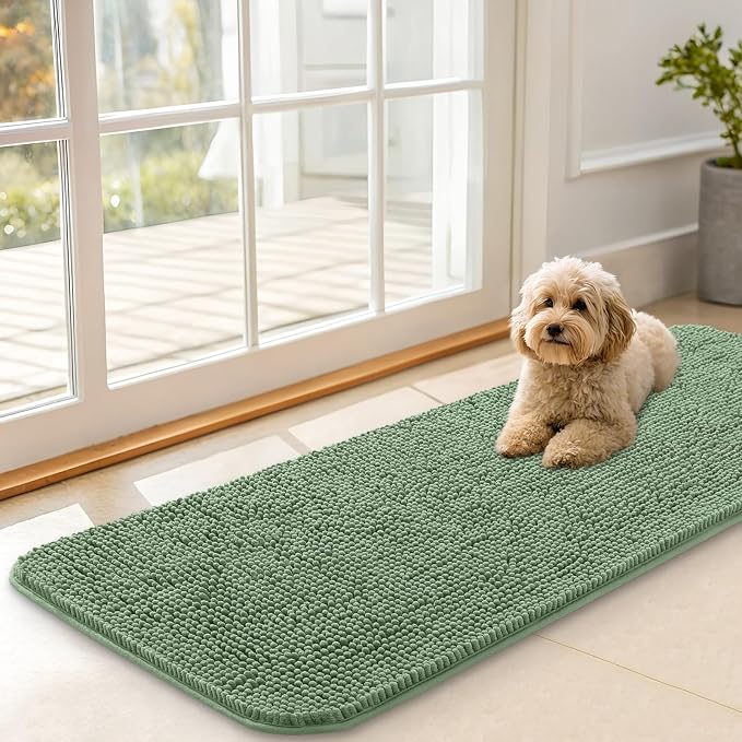 OLANLY Dog Door Mat for Muddy Paws 47x17, Super Absorbent Chenille Mud Mat | by OLANLY