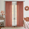 Pinch Pleated Terracotta Linen Curtains 84 Inches Long 2 Panels Firebrick | by Twodrapes