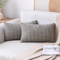 MIULEE Lumbar Corduroy Decorative Throw Pillow Covers 12x20 Light Grey | Pack by MIULEE