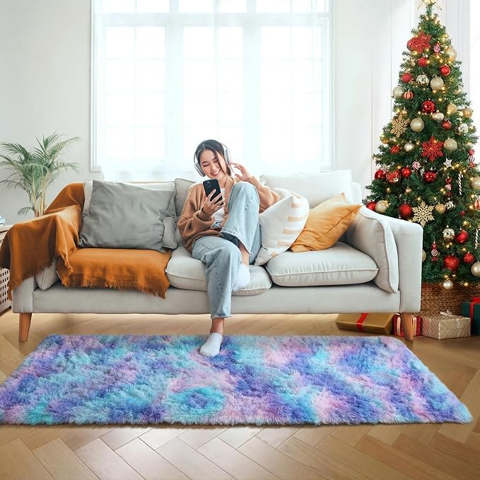 Rainbow Runner Rugs for Girls Bedroom Living Room, Fluffy 2x6 Soft Area Rug | - Image 8
