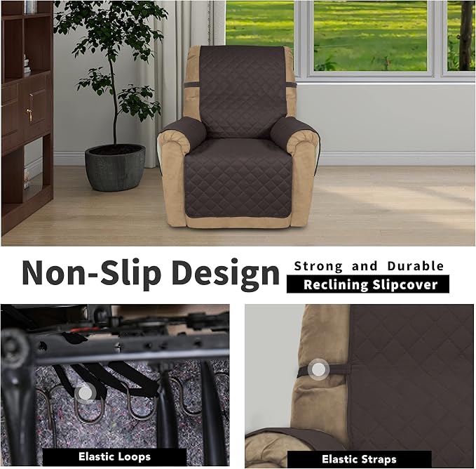 Easy-Going Reversible Couch Cover, Recliner 22 in, Chocolate/Ivory | Machine - Image 3