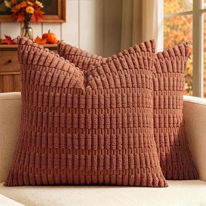 MIULEE Fall Euro Decorative Throw Pillow Covers 26x26 Dark Rust Pack of 2 | by MIULEE
