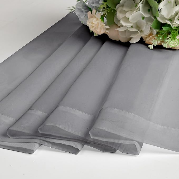 Charcoal Grey Sheer Curtains 14 Inch Length 2 Panels Set, Light Reducing Short - Image 7