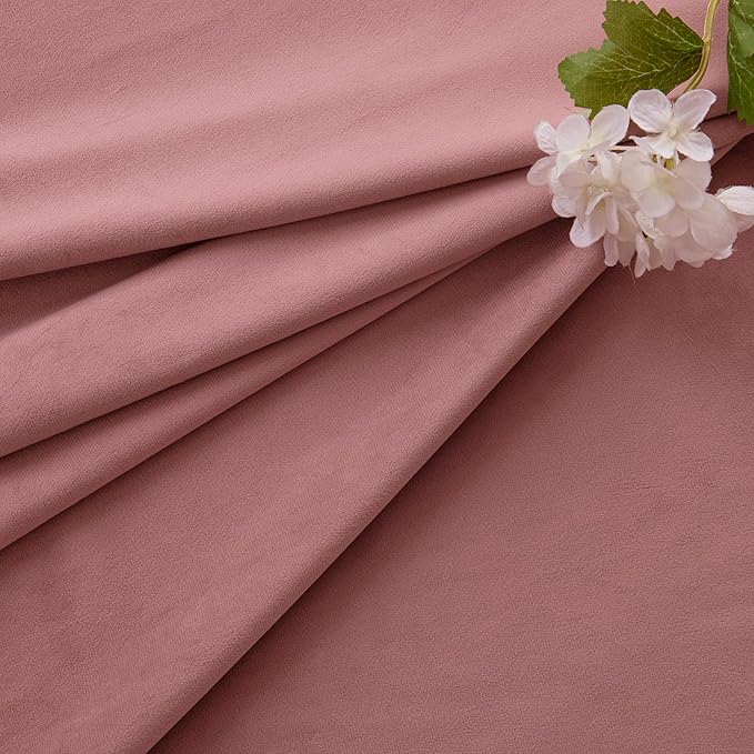 MIULEE Velvet Curtains 50W x 108L 2 Panels Dusty Rose Blackout Curtains | - Image 7