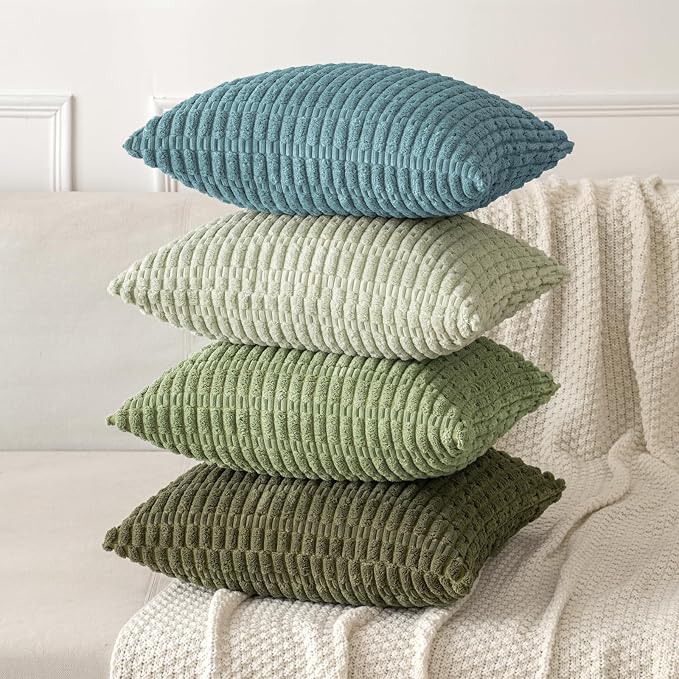 MIULEE Lumbar Corduroy Decorative Throw Pillow Covers 12x20 Coastal Blue | Pack - Image 4