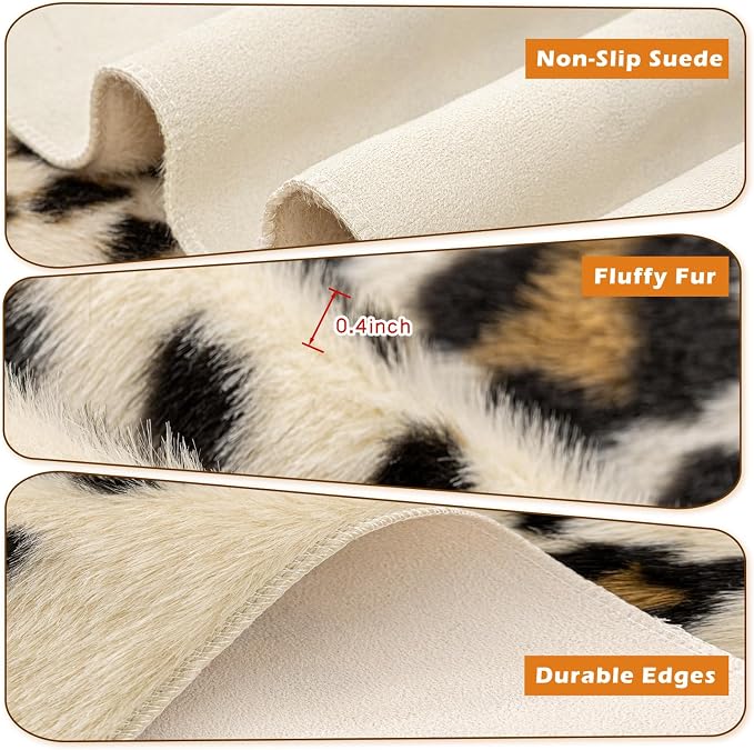 Cheetah Rug, Leopard Print Rug 5.2x6.6 Faux Animal Print Carpet Cheetah Area Rug - Image 4