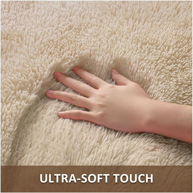 Ophanie 8x10 Beige Area Rugs for Living Room, Large Shag Bedroom Carpet - Image 2