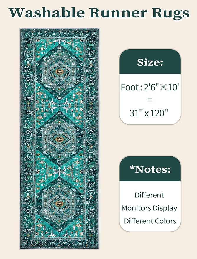 SERISSA 2'6"x10' Washable Non Slip Boho Runner Rug - Image 6