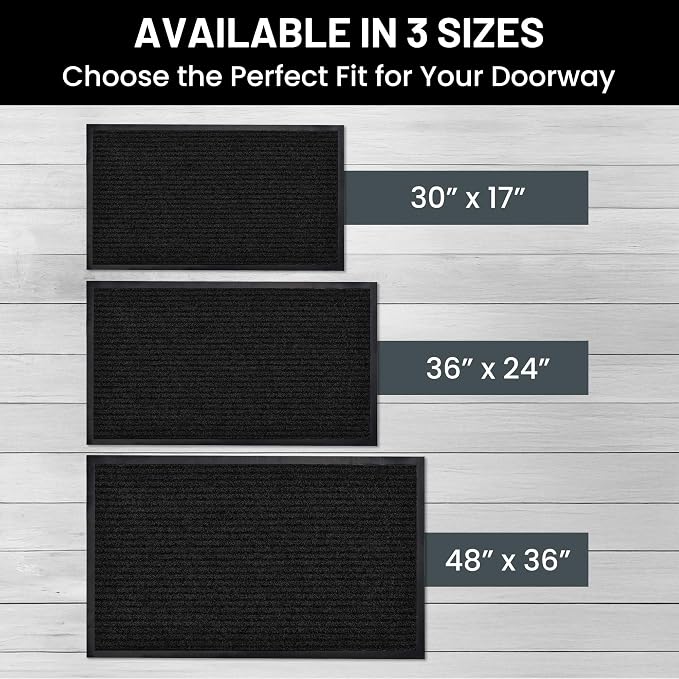 Front Door Mat, Indoor Outdoor Welcome Entryway Muddy Entrance, 30x17 Black | - Image 5