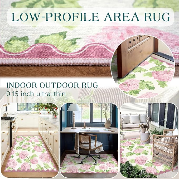 3x5 Pink Entryway Rug, Washable Indoor Outdoor Mats - Image 5