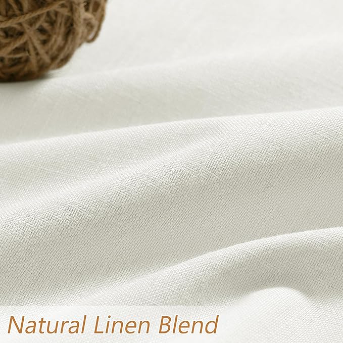 Ivory 100% Blackout Linen Curtains 126 Inch Length 2 Panels Set - Image 3