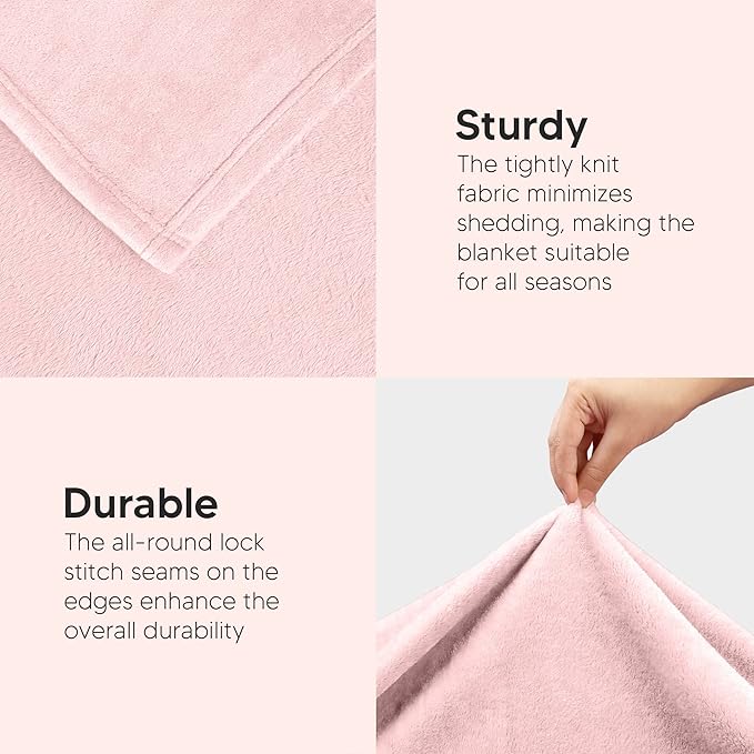Utopia Bedding Fleece Blanket King Size Pink 300GSM Luxury Fuzzy Soft Anti-Static Microfiber Bed Blanket (90x102 Inch)
