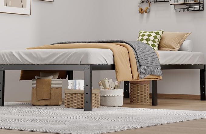 Metal Bed Frame Twin XL Size - 14 Inch Heavy-Duty Twin XL Platform Bed Frame No Box Spring Needed, Easy Assembly, Noise-Free, Sturdy Mattress Foundation, Underbed Storage Space