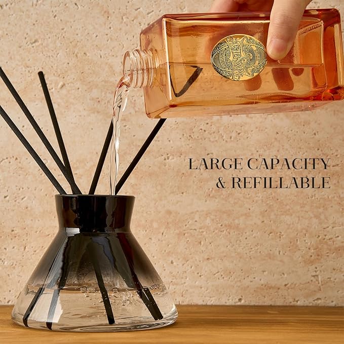 M&SENSE 6.3 oz Large Reed Diffuser Set | Cinnamon Vanilla Scent Oil Diffuser with Sticks | Hotel Collection Non-Toxic Essential Oil |for Bedroom Bathroom Living Room