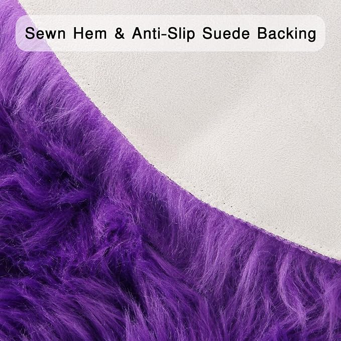 duduta Purple Faux Sheepskin Fur Rug 3x5 ft, Fluffy Carpet Rug | Shag Fuzzy - Image 2