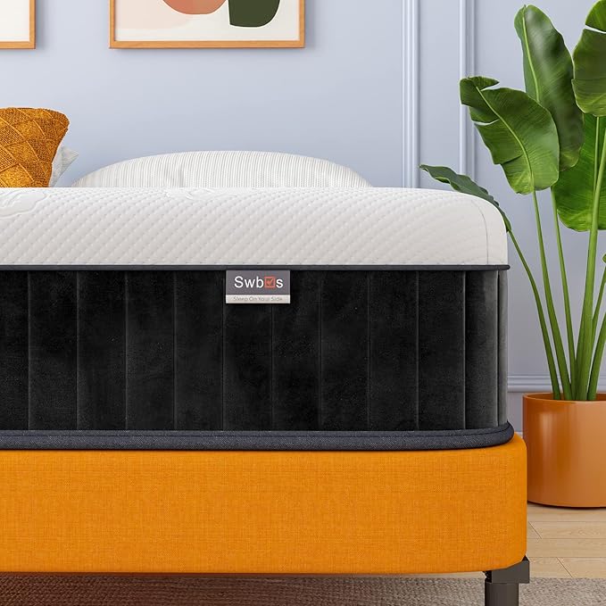 Swbvs Queen Mattress 12 Inch, Hybrid Mattress Queen Size, Bed Matress in a Box, Pressure Relief & Fiberglass Free