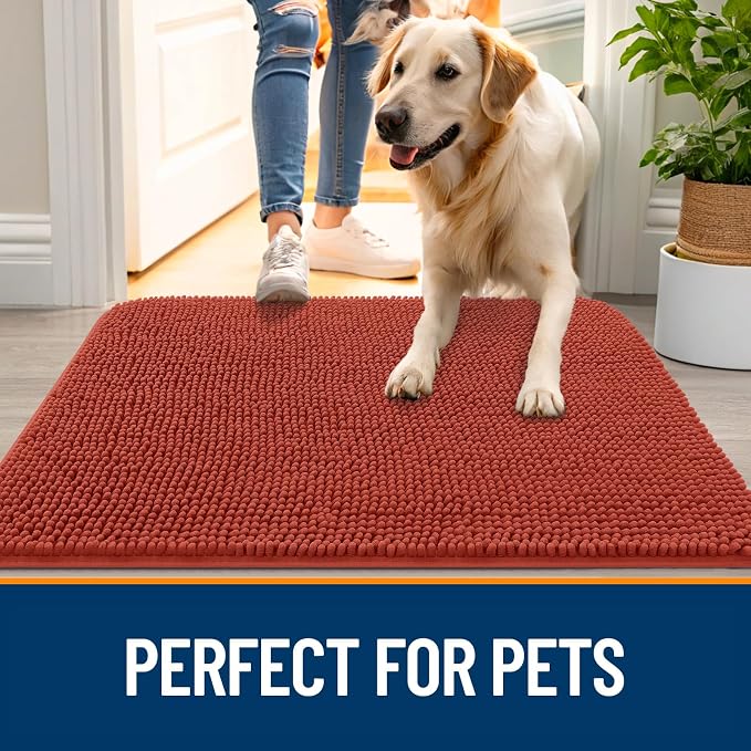 OLANLY Dog Door Mat for Muddy Paws 70x24, Super Absorbent Chenille Mud Mat | - Image 6
